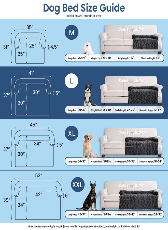 blunique Calming Large Dog Bed for Couch, 41 x 37 inch Removable Couch Cover for Dogs Washable, Non-Slip Fluffy Plush Dog Sofa Mat for Furniture Protector - Dark Grey - Image 5